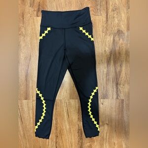 NWT Urban Savage Scallop Leggings Black Citrus Yellow-see pics for measurements